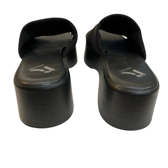 Y2K Report Platform Mules Sandals 11M Black Stretchy Chunky Grunge Goth Open Toe - Picture 5 of 9